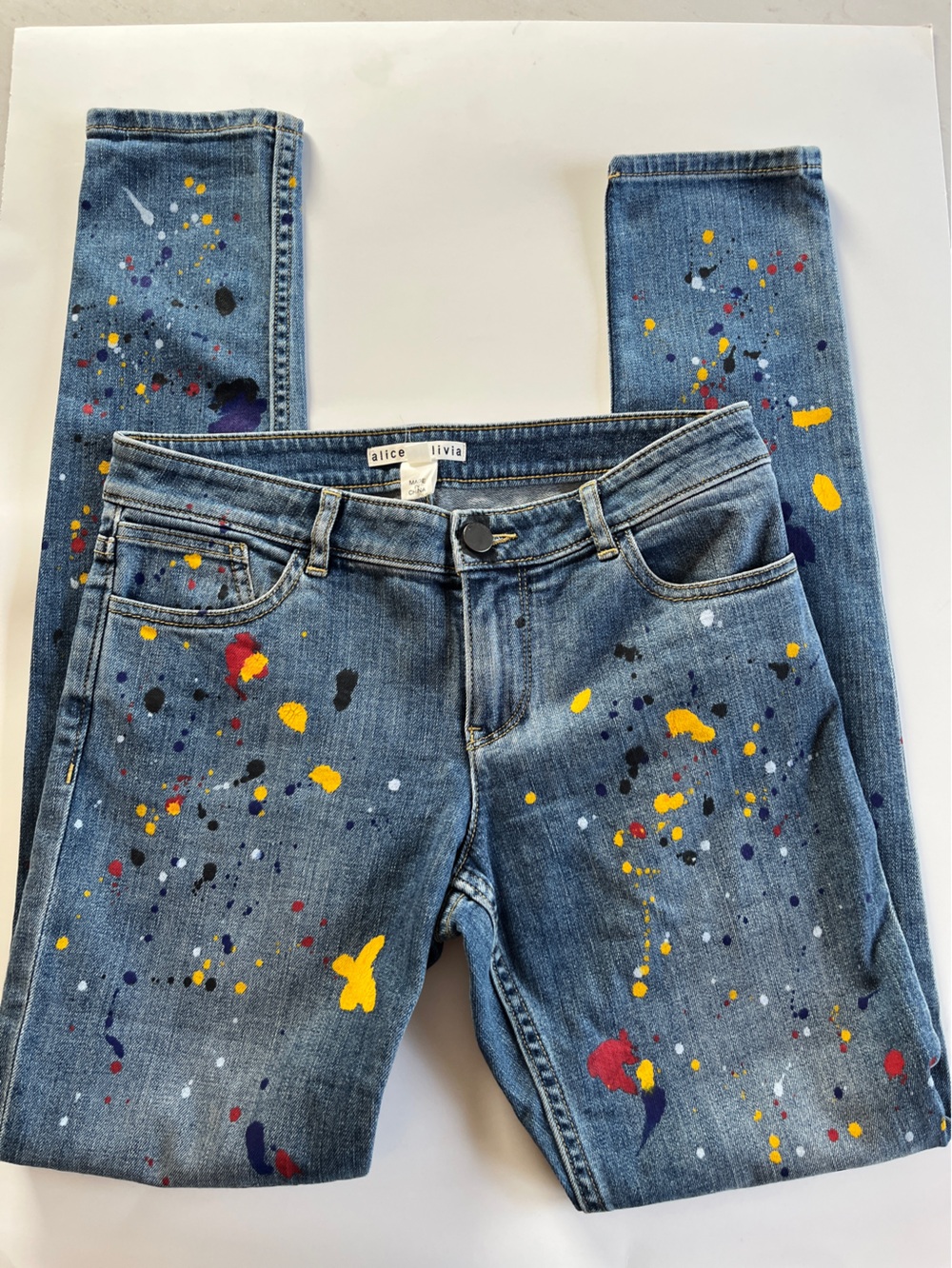 Alice + Olivia Joana Splatter Paint Skinny Jeans 27